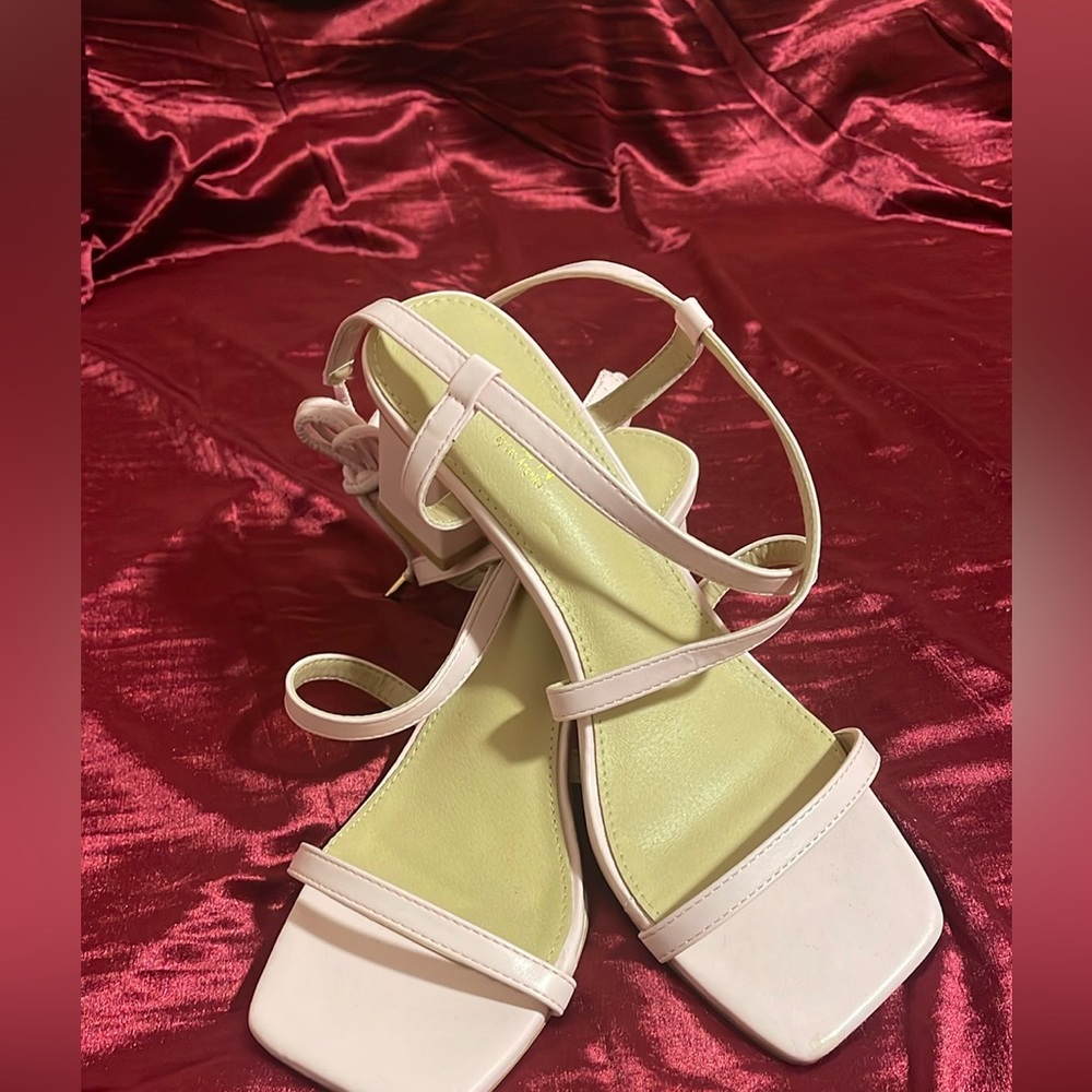 sandals with decorative straps and square heel